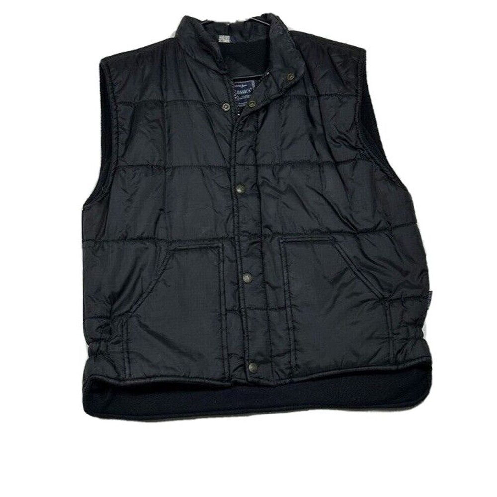 Dash Classics Puffer Vest Mens Large Black Full Zip Fleece Lining